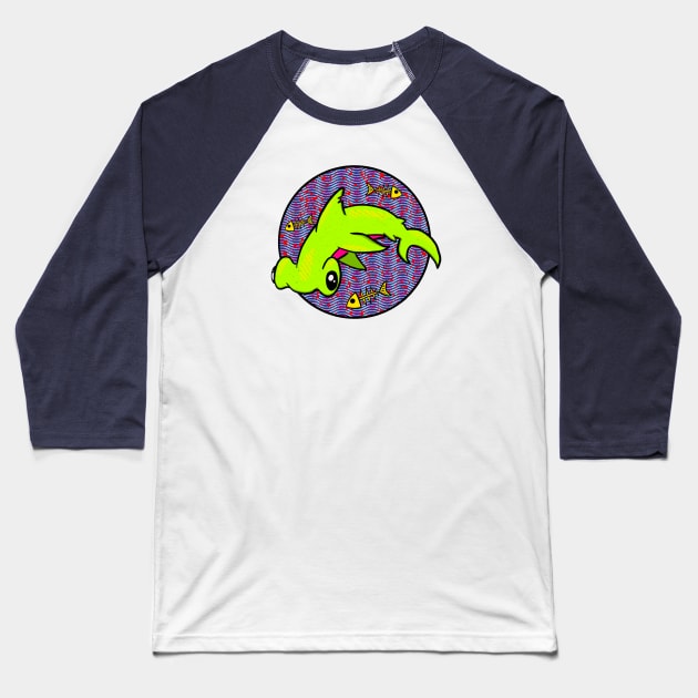 Hammerhead Vibes Baseball T-Shirt by Skullduggery Print Co